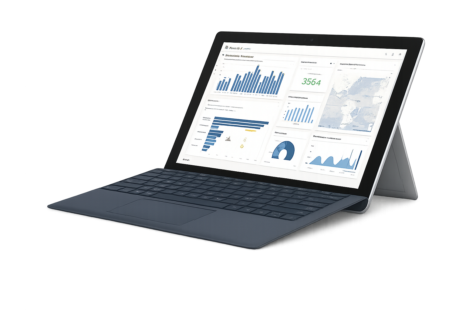 Power BI dashboard on laptop